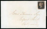 1840 (Sep 5) wrapper from Coleraine to Ballymoney (Ireland) with 1840 1d intense black pl.1b BG