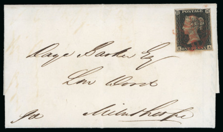 Stamp of Great Britain » 1840 1d Black and 1d Red plates 1a to 11 1840 (Oct 31) entire from Kendal with 1840 1d black pl.6 KA