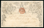 1841 (Feb 3) 1d Mulready lettersheet, stereo A219, sent from Reading