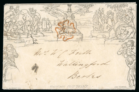 Stamp of Great Britain » 1840 Mulreadys & Caricatures 1840 1d Mulready envelope sent from Ross to Wallingford
