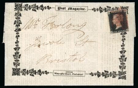 Stamp of Great Britain » 1840 1d Black and 1d Red plates 1a to 11 1840 (Nov. 20) "POST Magazine to Bristol, bearing 1840