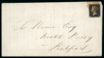 1840 1d. black, pl. 4, JK, good to large margins, used
