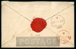 1840 1d. Mulready envelope, stereo A139, addressed