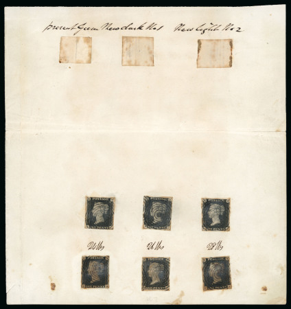 Stamp of Great Britain » Line Engraved Essays, Plate Proofs, Colour Trials and Reprints 1840 (June) Pape, Gum and Cancellation trials