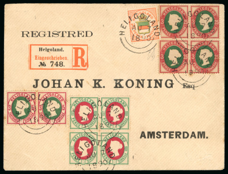 Stamp of German States » Heligoland 1887 & 1890 pair of covers incl. envelope sent registered to Amsterdam