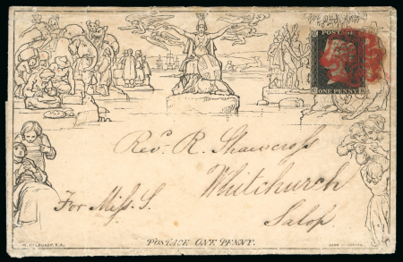 1840 (25 May) 1d. Mulready letter sheet, stereo A69,