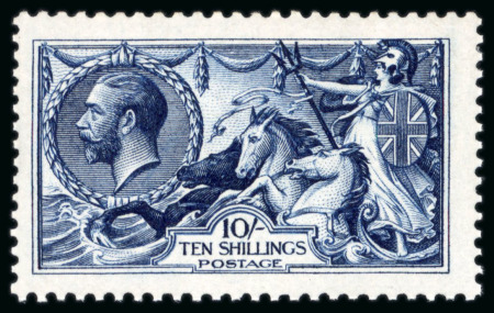 Stamp of Great Britain » King George V » 1913-19 Seahorse Issues 1913 Waterlow 10/- indigo (intense shade); fine mint