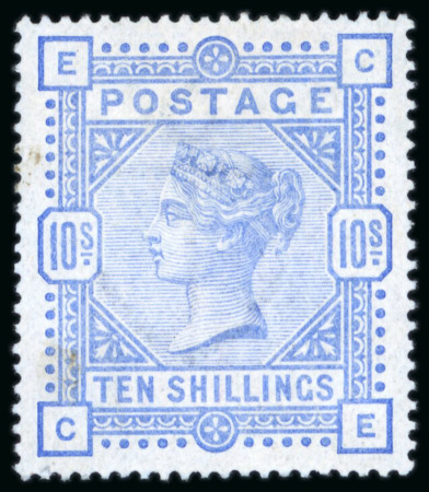 Stamp of Great Britain » 1855-1900 Surface Printed » 1883-84 & 1888 High Values 1883-84 10/- ultramarine, CE, on blued paper; unused