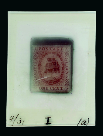 Stamp of British Guiana British Guiana - 1853-59 Issue 1c, group of 13 glass