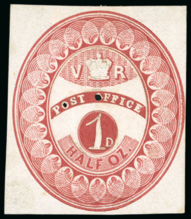Stamp of Great Britain » 1839 Treasury Competition Charles Whiting Essay VR and Crown printed in deep red on wove paper