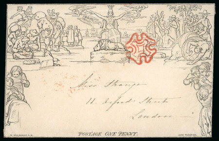 1840 (Sep 19) 1d Mulready envelope, second series stereo A289, sent from Malborough to London