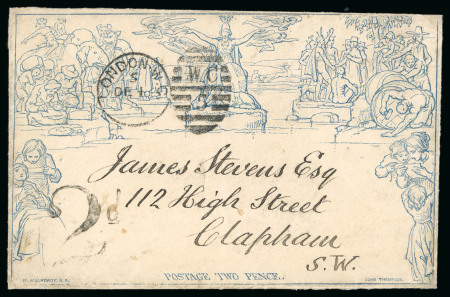 Stamp of Great Britain » 1840 Mulreadys & Caricatures 1879 (Dec 1) 2d Mulready envelope, stereo a195, sent