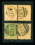 British West Indies - Group of ten cancellation essays and original stamps with pmks retained