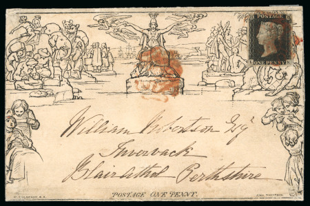 Stamp of Great Britain » 1840 Mulreadys & Caricatures 1840 (Oct 12) 1d. Mulready letter sheet, A7, from Banbridge
