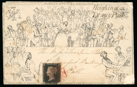 Stamp of Great Britain » 1840 Mulreadys & Caricatures 1840 (Nov 17) 1d. Fores's Musical envelope from Darlington