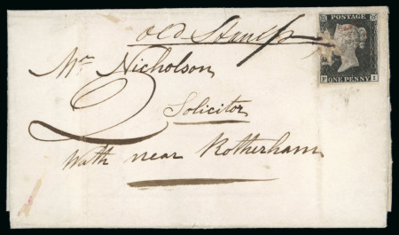 Stamp of Great Britain » 1840 1d Black and 1d Red plates 1a to 11 1842 (Nov 14) entire letter from Sheffield to Rotherham,