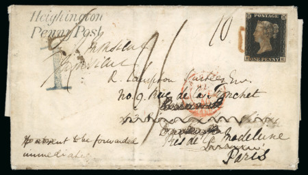 Stamp of Great Britain » 1840 1d Black and 1d Red plates 1a to 11 1840 (Oct 12) printed circular from the Surtees society