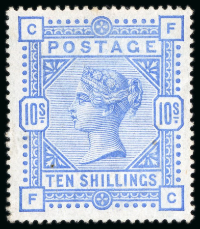 Stamp of Great Britain » 1855-1900 Surface Printed » 1883-84 & 1888 High Values 1883-84 10/- Pale Ultramarine, FC, large part OG, two