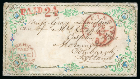 1855 (Dec 4) pretty hand painted envelope from Cincinnati