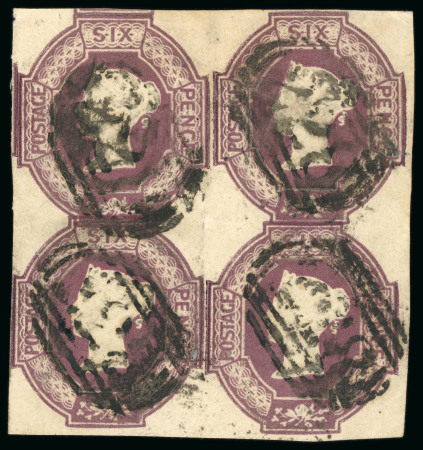 Stamp of Great Britain » 1847-54 Embossed 1847-54 Embossed 6d purple used block of four with
