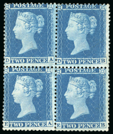 Stamp of Great Britain » 1854-70 Perforated Line Engraved 1855 2d. blue, pl. 5, DA-EB, mint OG block of four