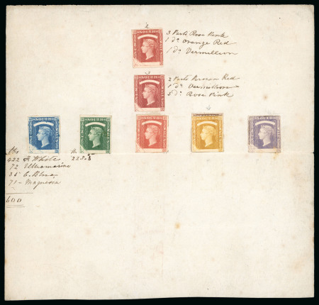 Stamp of Great Britain » Line Engraved Essays, Plate Proofs, Colour Trials and Reprints 1870 April- May colour trials for the 1/2d. bantam