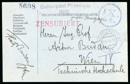 Stamp of Austria » Austria Collections and Lots  1914-1915 The Siege of Przemysl; Collection of balloon
