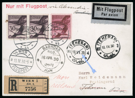 Stamp of Austria » Austria Collections and Lots  1930-1936 Austrian Airmail study of mail east to India