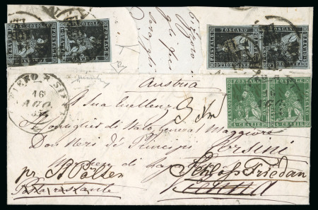 1854, Lettera per l'Austria con affrancatura unica.