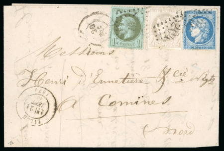 Stamp of France » Emission de Bordeaux 1871, Lettre de Lille pour Comines (Nord) avec affranchissement