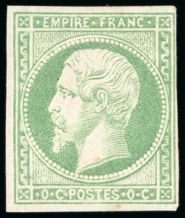 Stamp of France » Empire 1853-1862 1864, Essais 0 centime en vert, TB, certificat Behr.