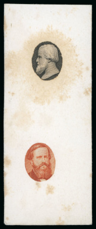 Stamp of Brazil » 1866-83 Dom Pedro » 1866 "Black Beard" Issue 1866, two colour proofs in black and orange of the head