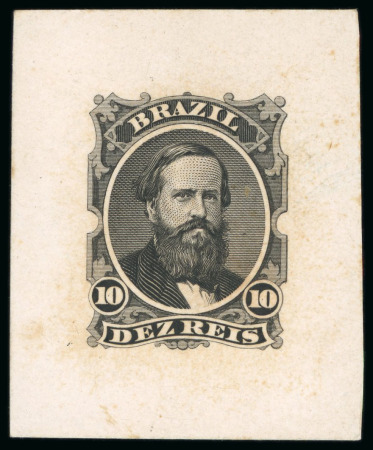 Stamp of Brazil » 1866-83 Dom Pedro » 1866 "Black Beard" Issue 1866, 10r black, ABN die proof on card in black, some