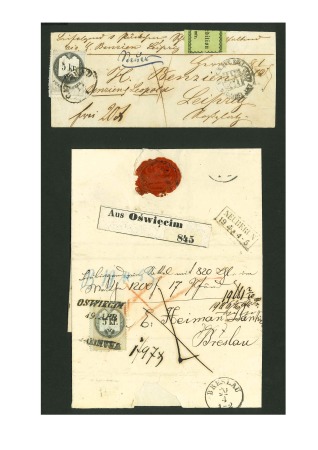 Stamp of Austria 1860 Three covers franked with 5kr revenue stamps,