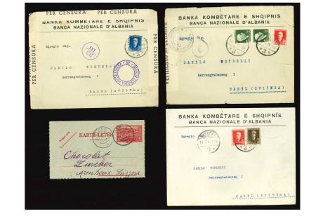 Stamp of Large Lots and Collections Albania: 1914-41, Group of 12 covers/stationery addressed to Switzerland