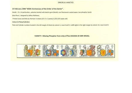 Stamp of Great Britain » Queen Elizabeth II 1998 650th Anniversary of the Order of the Garter 26p,