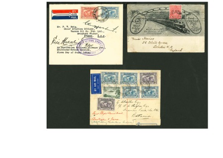 1917-31, Group of three covers incl. 1931 Kingsford-Smith signed FDC and first flight to Java