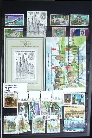 Stamp of Large Lots and Collections Topic, Bridges: 1850-1989, Collection in one stockbook