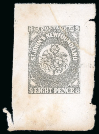 Newfoundland - 1857 8d, essay on paper, on the reverse
