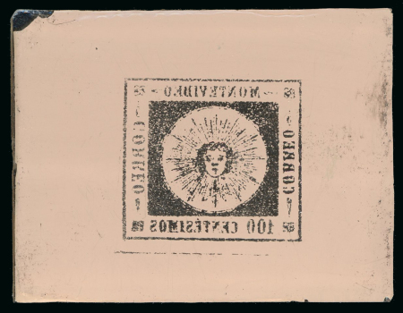 Uruguay - 1859 Large Sun 100c, thin numerals issue,