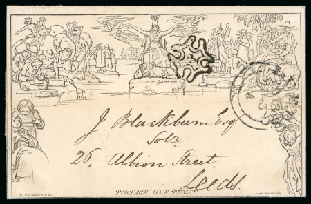 Stamp of Great Britain » 1840 Mulreadys & Caricatures 1843 (May 17) 1d Mulready lettersheet cancelled by the London Number 3 Maltese Cross