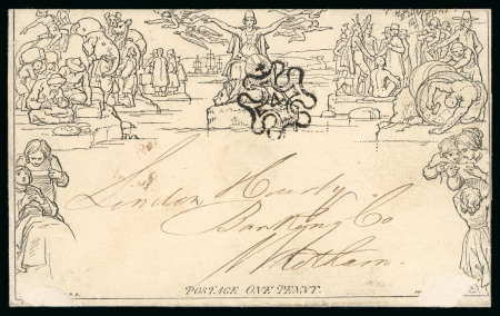 Stamp of Great Britain » 1840 Mulreadys & Caricatures 1843 (Nov 30th) 1d Black Mulready letter sheet (A19)