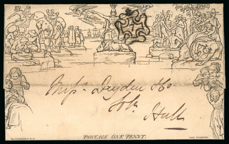 1843 (July 10th) 1d Black Mulready letter sheet (A27)
