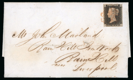 Stamp of Great Britain » 1840 1d Black "May Dates" 1840 (May 20th) Entire sent from Sheffield to Liverpool,