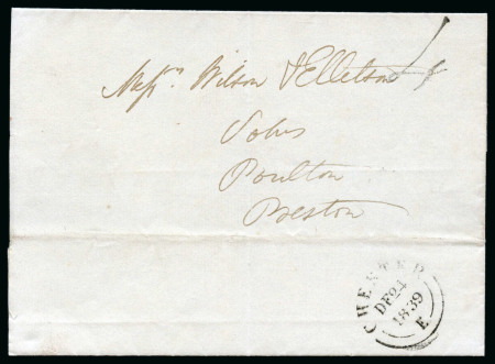 Stamp of Great Britain » Postal History 1839 entire from Chester with Hand struck "4" on 24th