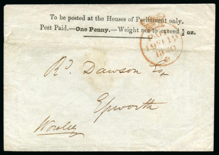Stamp of Great Britain » 1840 Parliamentary Envelopes 1840 (19 Feb?) One Penny House of Parliament Envelop
