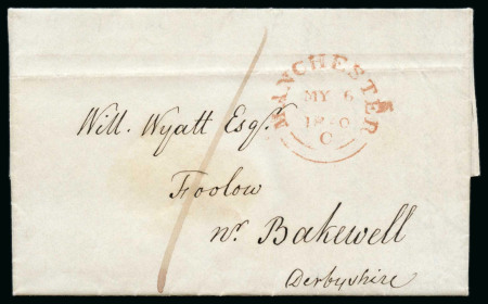 Stamp of Great Britain » Postal History 1840 6th of May Stampless Cover to Manchester. Rare