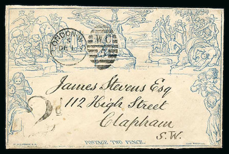 Stamp of Great Britain » 1840 Mulreadys & Caricatures 1840 2d Mulready Envelope, Stereo a195 (with a letter