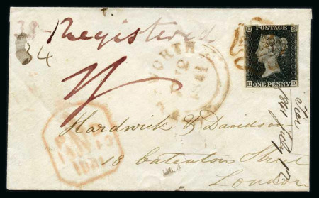 Stamp of Great Britain » 1840 1d Black and 1d Red plates 1a to 11 1841 (12 July) small envelope to London bearing 1d.