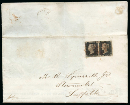 Stamp of Great Britain » 1840 1d Black and 1d Red plates 1a to 11 1840 Penny Black pl. 1a, IE-IF, pair with margins all